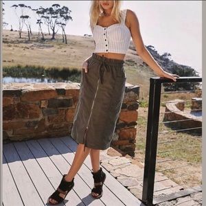 Free People Just the Girl Utility MIDI Skirt